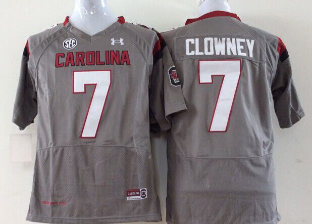Men South Carolina Gamecocks #7 Clowney Grey Elite 2025 NCAA Jersey->ncaa teams->NCAA Jersey